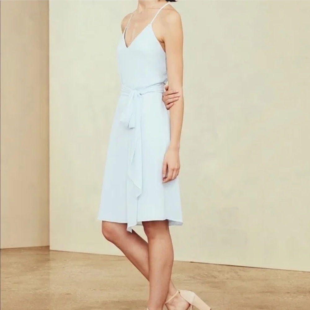 Nouvelle Amsale India Chiffon Dress Baby Blue Midi Wedding Event